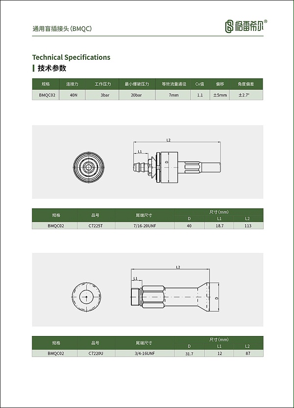 C72系列盲插快速接头选型表